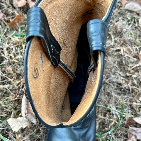 1990s Tony Lama Black Leather Cowboy Boots Size 11D Handcrafted USA main image 4